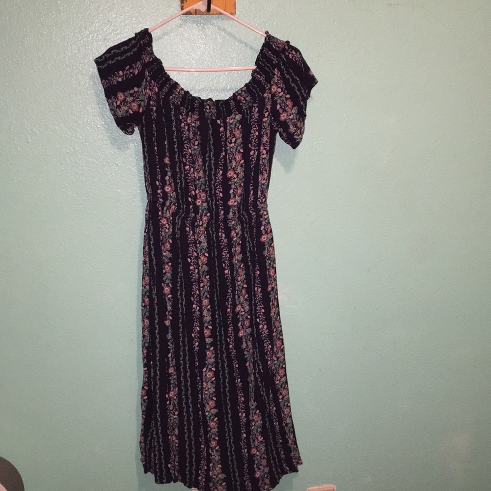 Blue off the shoulder dress